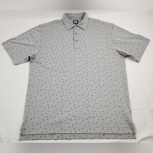 Footjoy Polo Mens XL Gray Short Sleeve  All Over Print Golf Performance
